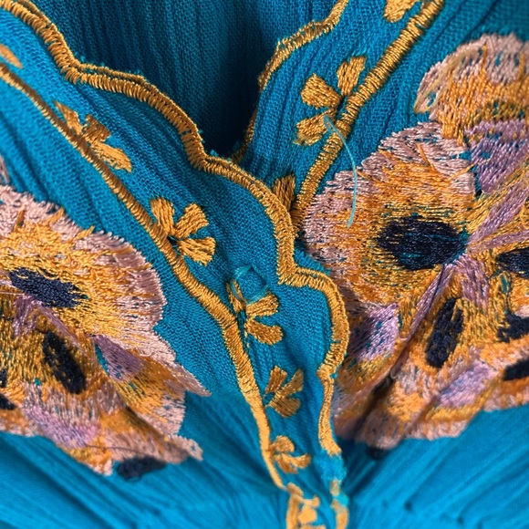 NWOT Free People Turquoise Cora Mini Dress - Picture 7 of 11